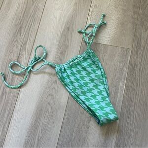 Skatie Bikini Bottoms NWOT houndstooth thong womens Blue Green (xsmall) swim